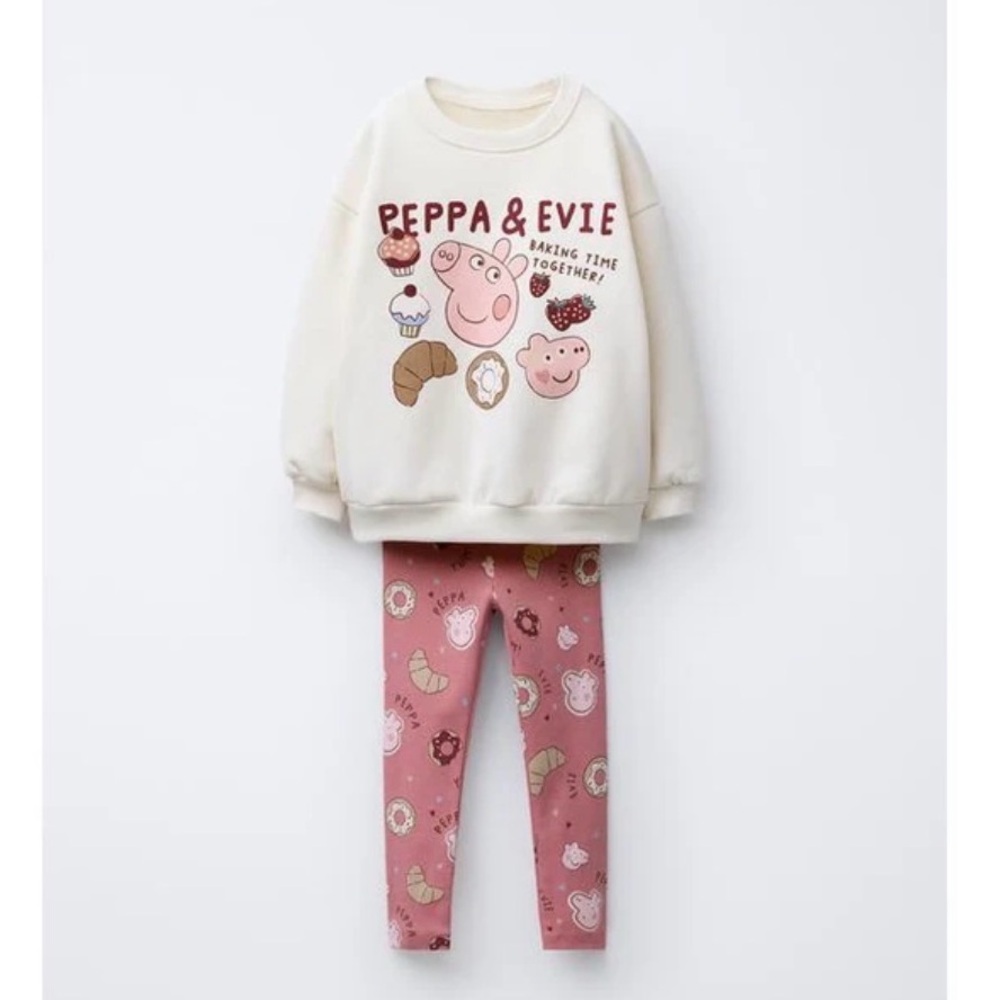 Zara Cream & Pink Peppa Pig Evie Sweatshirt Set